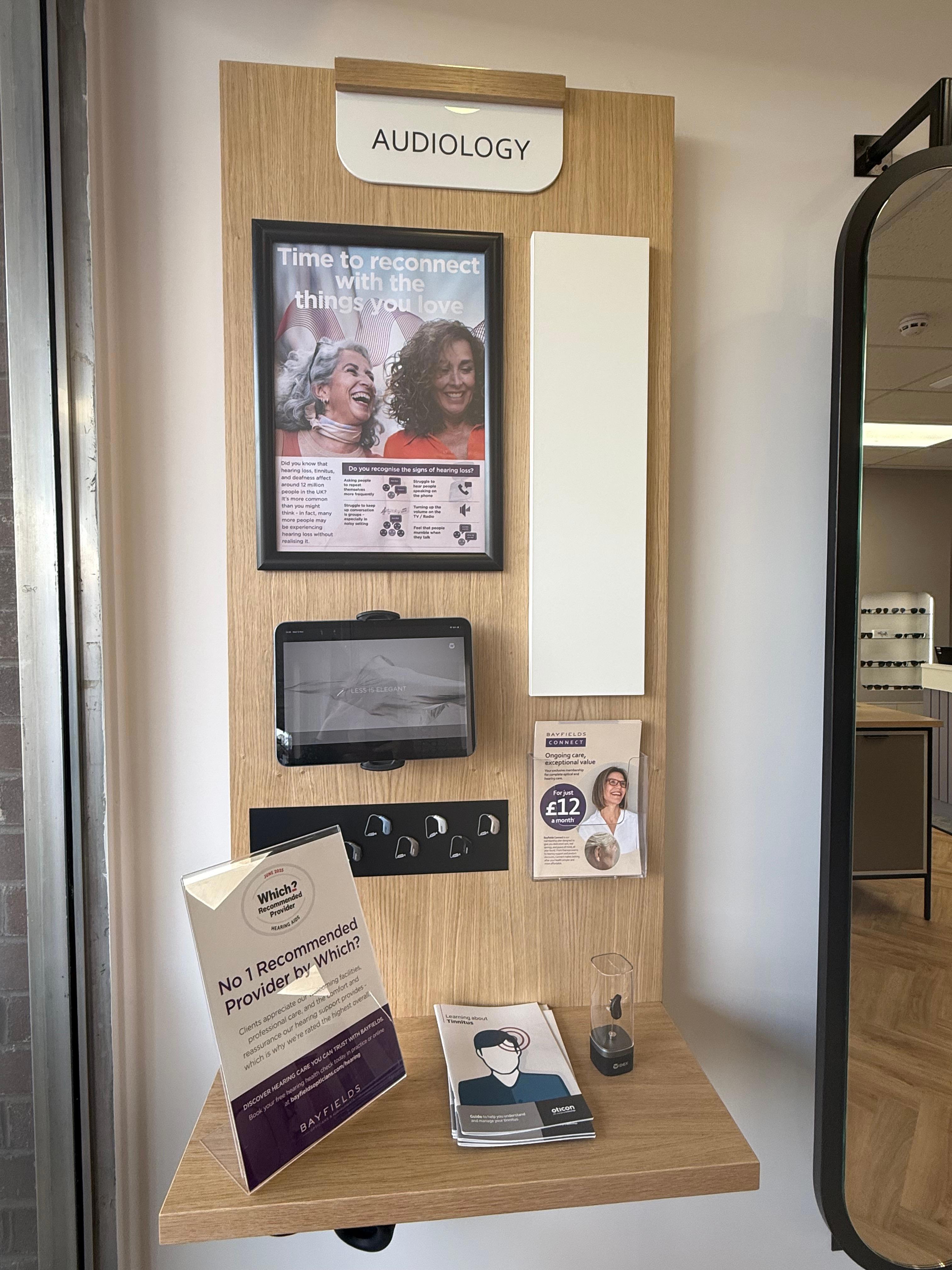 Bayfields Opticians Egham Audiology Area